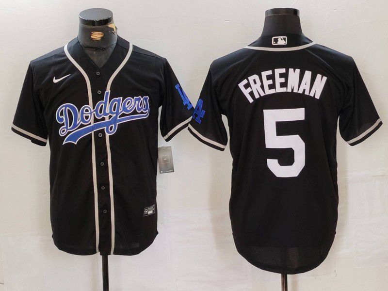Men Los Angeles Dodgers #5 Freeman Black Fashion Nike Game MLB Jersey style 40